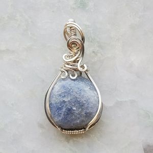 Blue Calcite Wire Wrapped Pendant